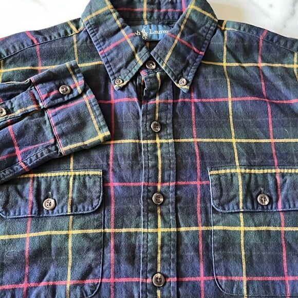 Polo Ralph Lauren Plaid Flannel Button Down Mens M - Picture 1 of 7